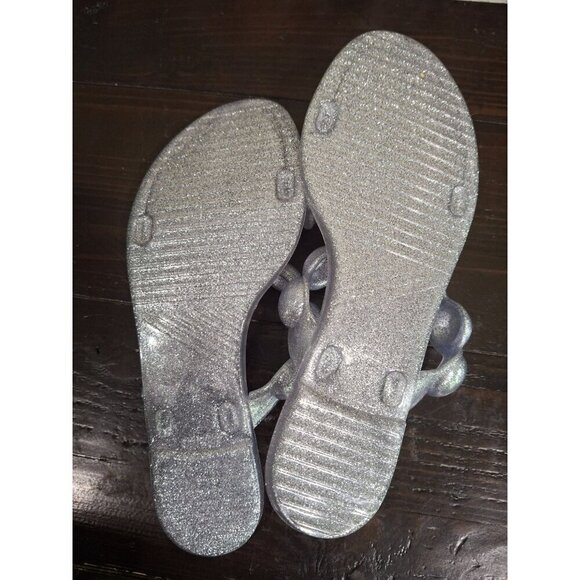 NWOB Steve Madden Zaza Silver Metallic Bubble Strap Slide Sandals/Size 6 - Picture 7 of 8